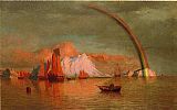 William Bradford Canvas Paintings - Arctic Sunset with Rainbow
